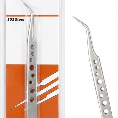 Poaker Precision Curved Tweezers – Professional 302 Stainless Steel Fine Tip Tweezers for Electronics Repair, Jewelry Making and Watch Repair
