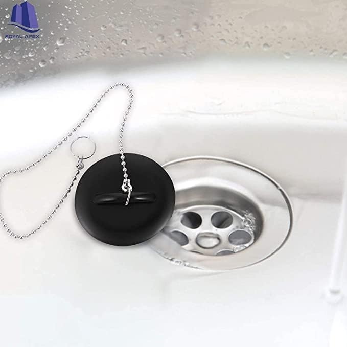 Biella 1.1/2 Inch Tub Stopper Bathroom Sink Drain Plug Silicone Bathtub Drain Stopper with Chains for Kitchen Bathtub Bathroom Sink Drains - Image 4