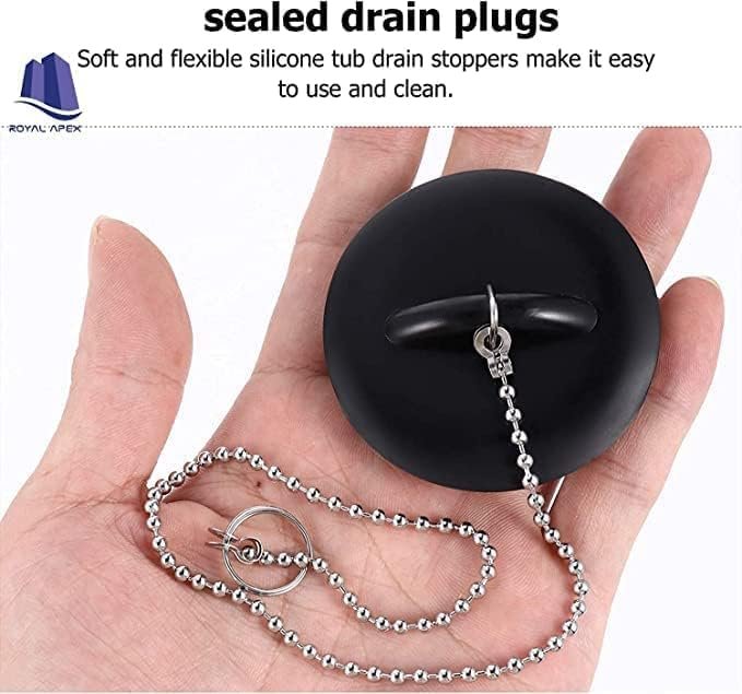 Biella 1.1/2 Inch Tub Stopper Bathroom Sink Drain Plug Silicone Bathtub Drain Stopper with Chains for Kitchen Bathtub Bathroom Sink Drains - Image 6