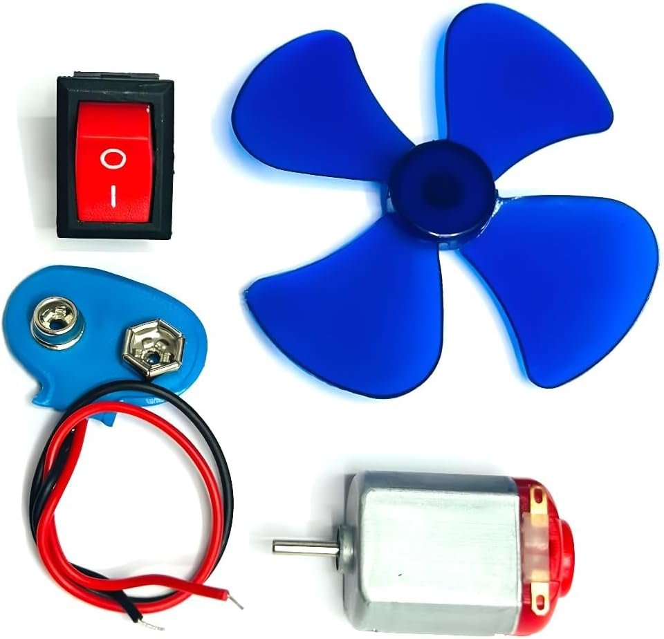 Melfi DIY Electric Motor Science Kit – STEM Circuit Learning Educational Set with DC Motor, Mini Fan, Rocker Switch, Battery Connector and Connecting Wires | Adult Supervision Required - Image 2