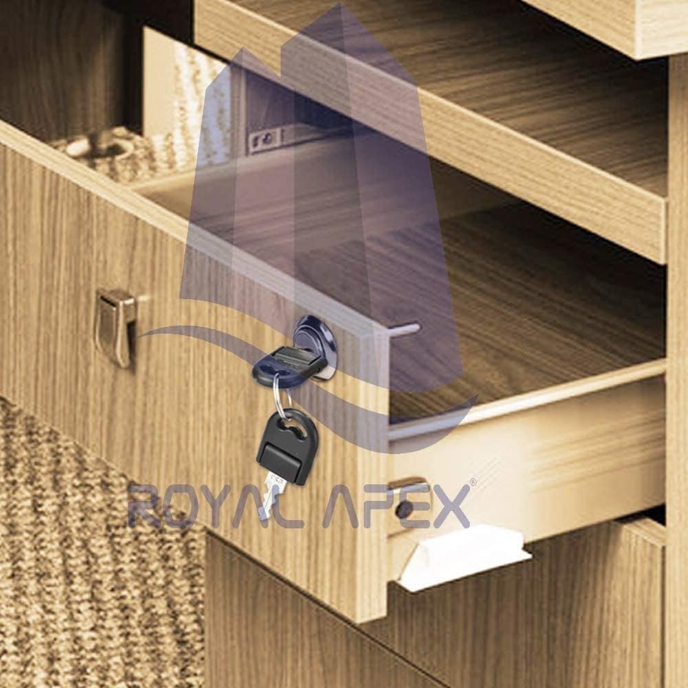 Royal Apex Drawer Lock, Plunger Lock with Key Zinc Alloy File Cabinet Lock Cupboard Cam Lock Cabinet Door Locks for Filing Cabinets Wardrobe Display (PACK OF 1) - Image 7