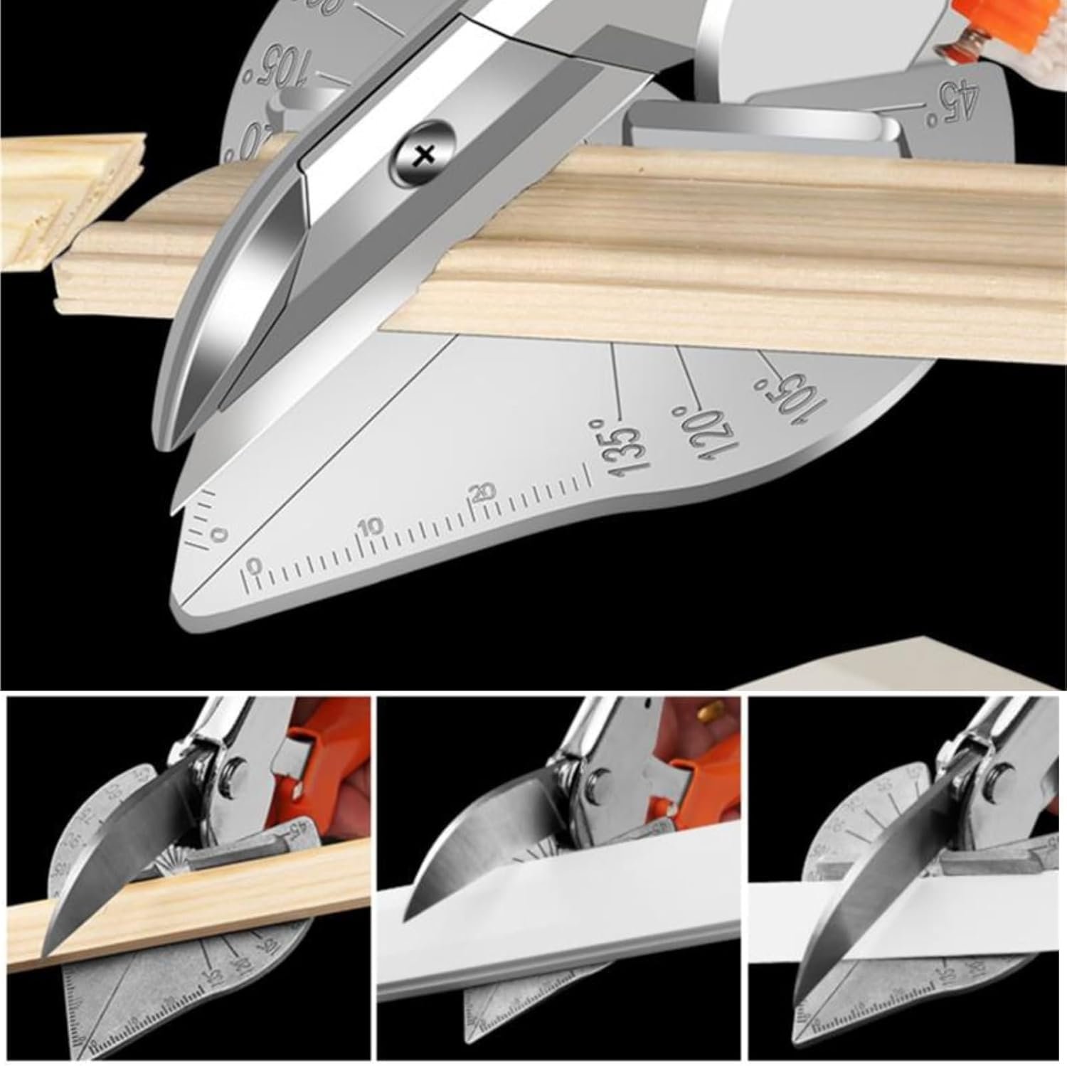Poaker 45-135° Multi-Angle Miter Shear Cutter is an adjustable hand tool designed for precise cutting of plastic, PVC, wood, rubber, and molding strips—ideal for DIY, crafting, and professional use. - Image 6
