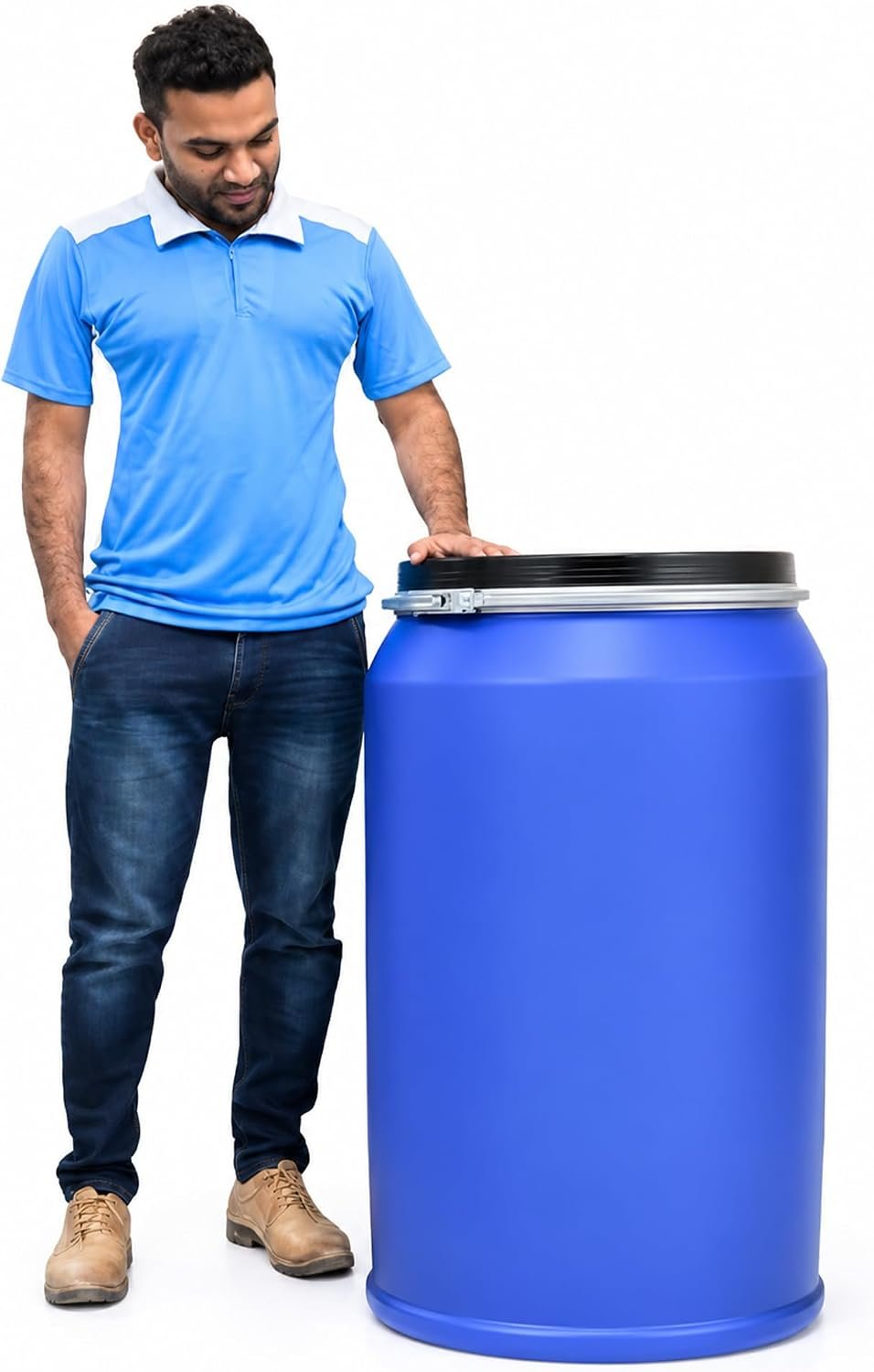 Biella 220 Liter Food Grade Drum, Blue color Open Top PVC Storage Container for Multipurpose (1 Drum) - Image 5