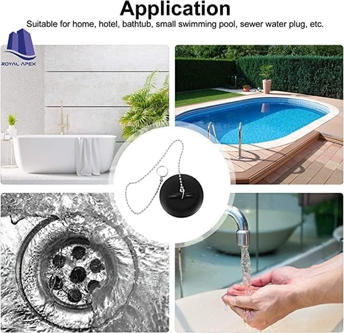 Biella 1.1/2 Inch Tub Stopper Bathroom Sink Drain Plug Silicone Bathtub Drain Stopper with Chains for Kitchen Bathtub Bathroom Sink Drains - Image 9