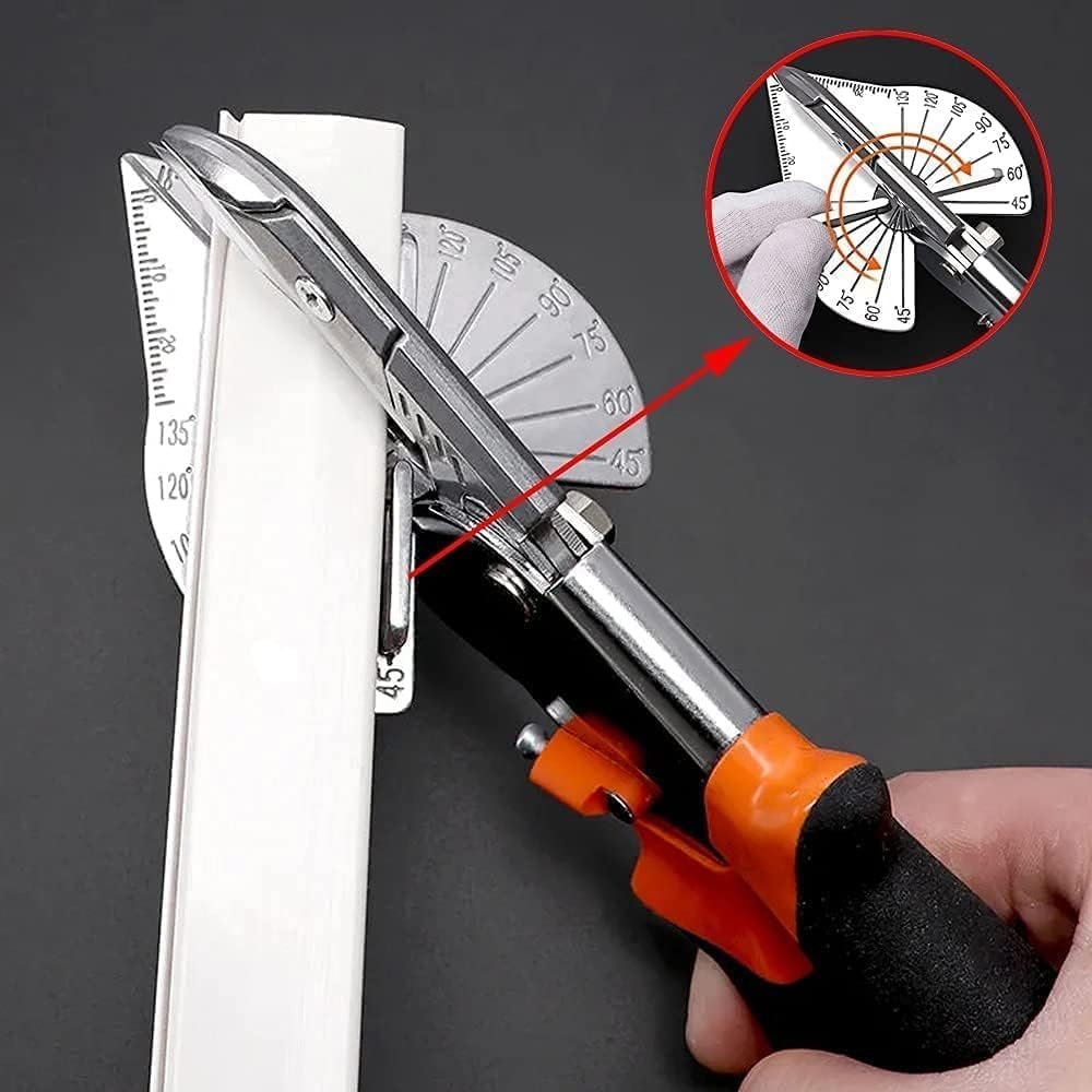 Poaker 45-135° Multi-Angle Miter Shear Cutter is an adjustable hand tool designed for precise cutting of plastic, PVC, wood, rubber, and molding strips—ideal for DIY, crafting, and professional use. - Image 5