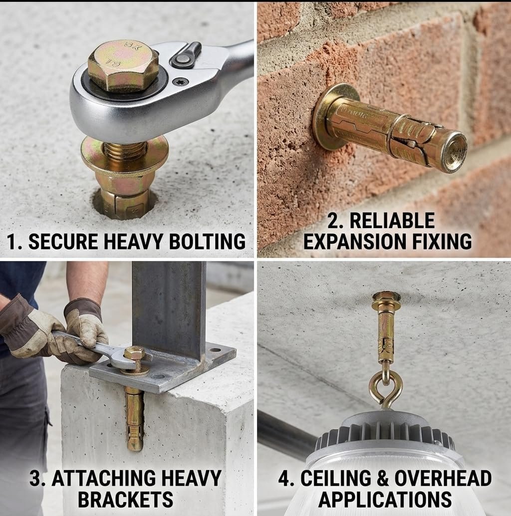 Royal Apex 5 Pcs Fix bolt Anchor Bolt Set for Concrete and Masonry | Heavy Duty Expansion Sleeve Anchor Fastener with Nut and Washer - Image 4