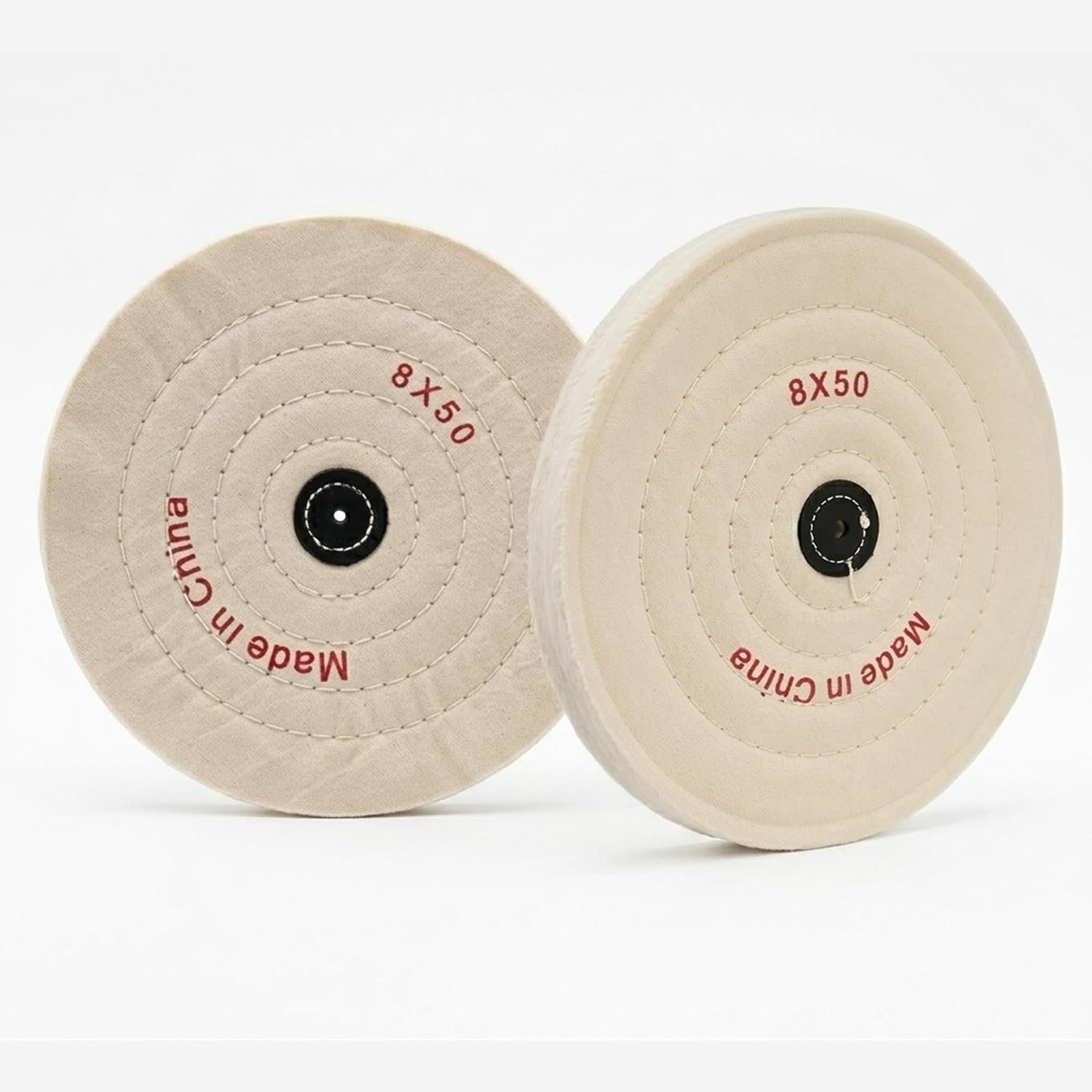 Poaker 50 Ply Full Stitch Buffing Wheel, 2 Pack | Cotton Polishing Wheel with 4mm Bore | For Metal, Stainless Steel, Aluminum, Brass, Jewelry and Surface Finishing