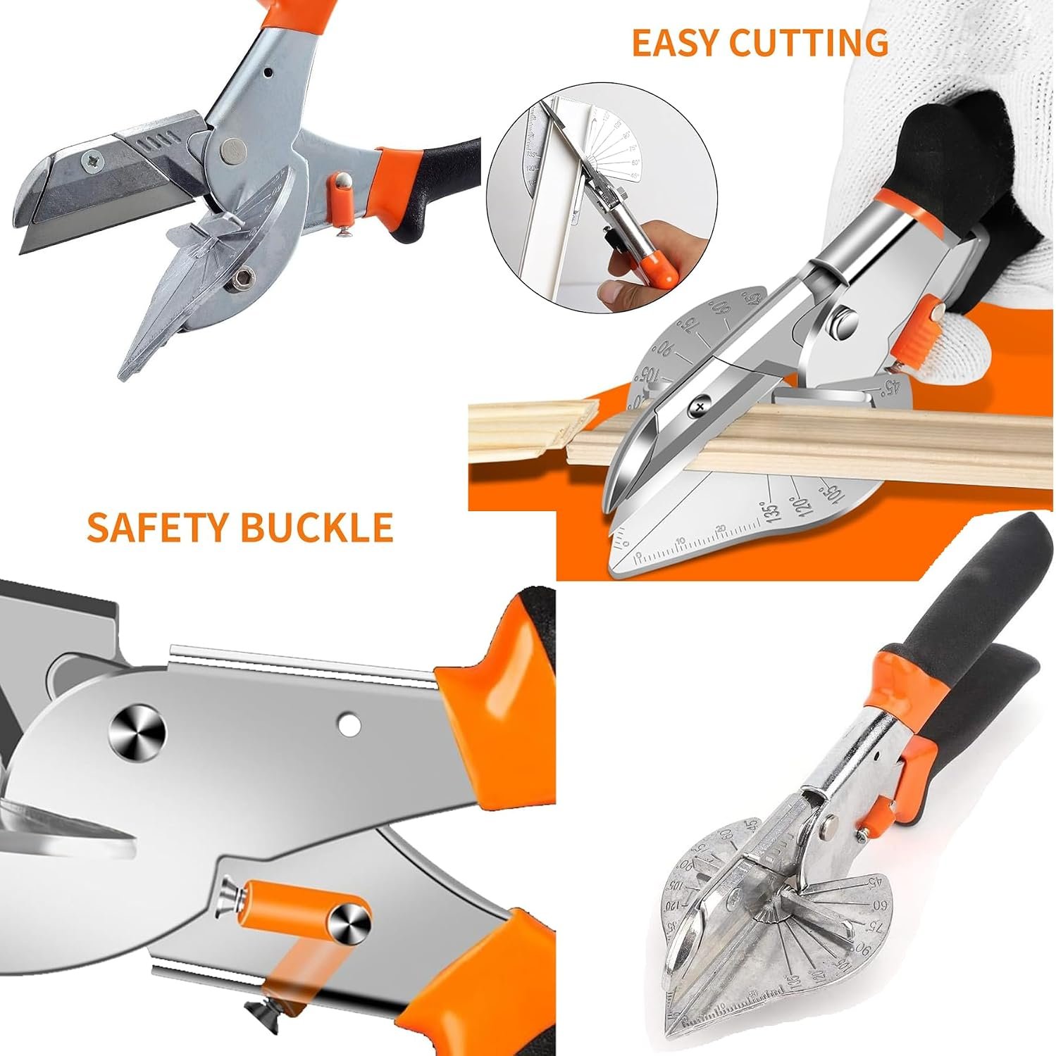 Poaker 45-135° Multi-Angle Miter Shear Cutter is an adjustable hand tool designed for precise cutting of plastic, PVC, wood, rubber, and molding strips—ideal for DIY, crafting, and professional use. - Image 4