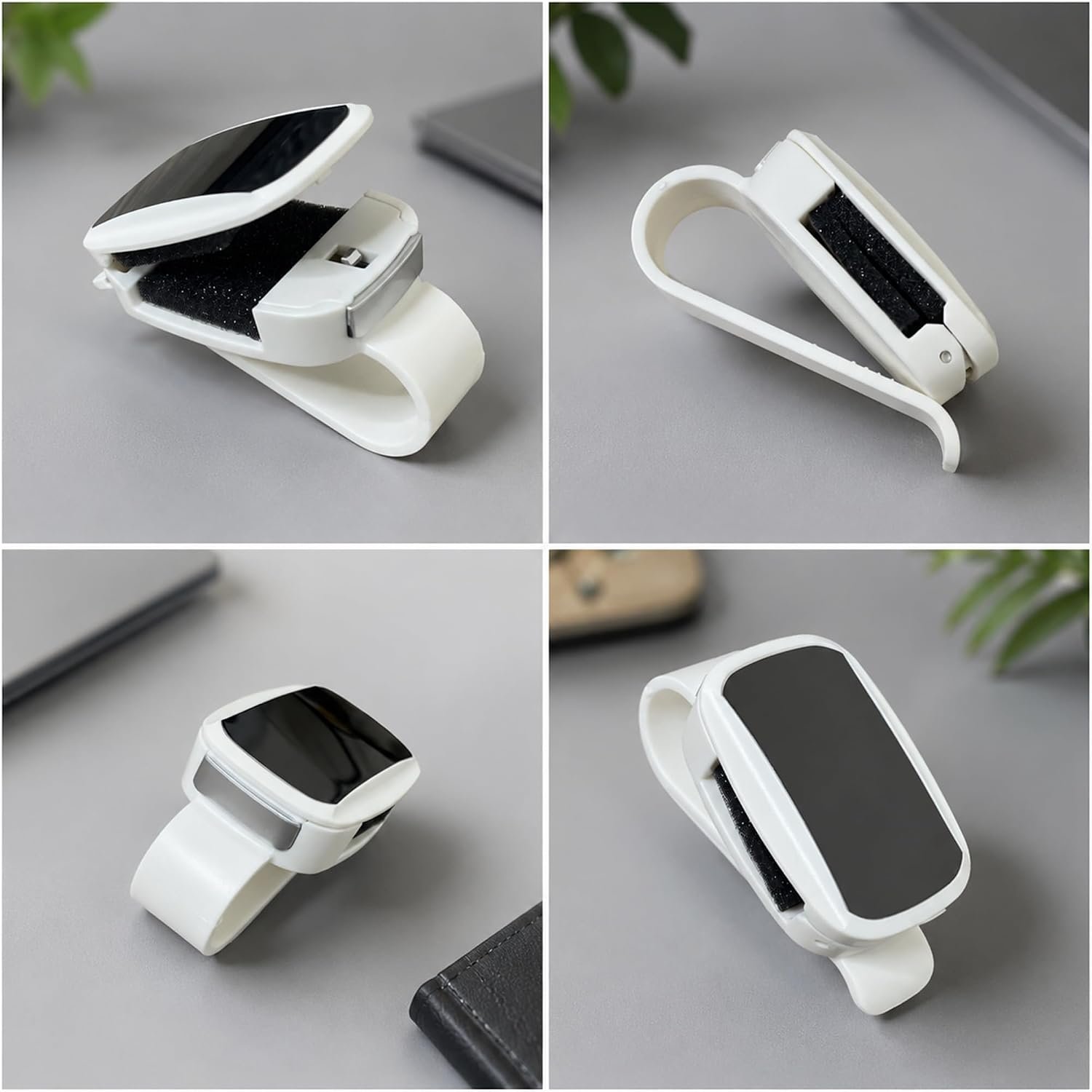 Biella White Car Glasses Holder for Sun Visor, Oval ABS Resin Eyeglass Clip, Universal Auto Sunglasses Organizer, Easy Install, Premium Multifunction Visor Mount for Most Glasses & Sunglasses - Image 7
