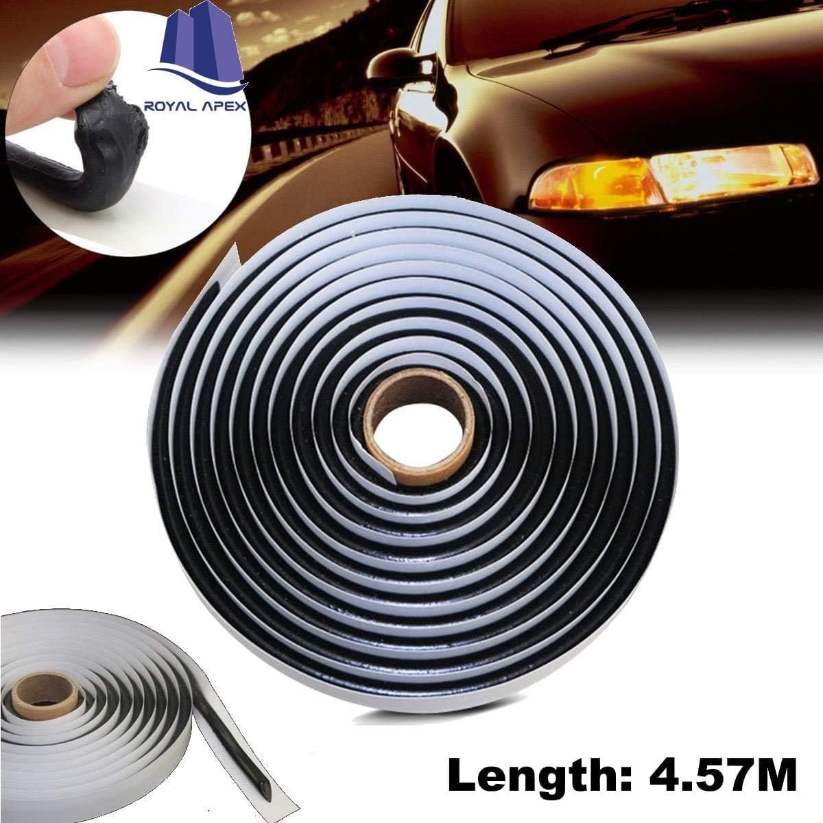 Royal Apex Butyl Tape Windscreen Sealant Window Door Windshield Car Truck Headlight LED Audio Video Installation Tool Retrofit Reseal Strip Seal Waterproof Seal Noise Isolation-9.5MMx4.57M (PACK OF 2) - Image 4
