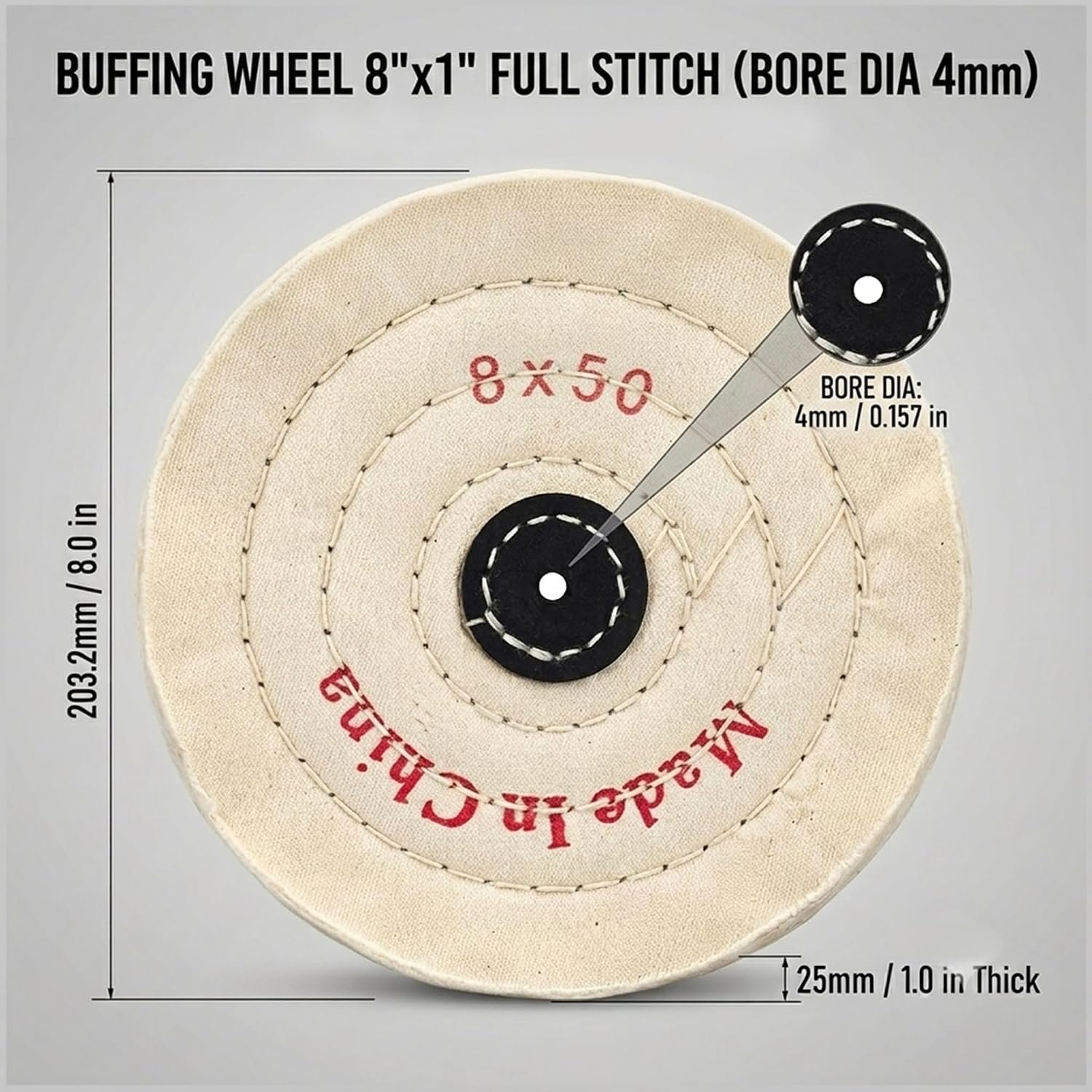 Poaker 50 Ply Full Stitch Buffing Wheel, 2 Pack | Cotton Polishing Wheel with 4mm Bore | For Metal, Stainless Steel, Aluminum, Brass, Jewelry and Surface Finishing - Image 2