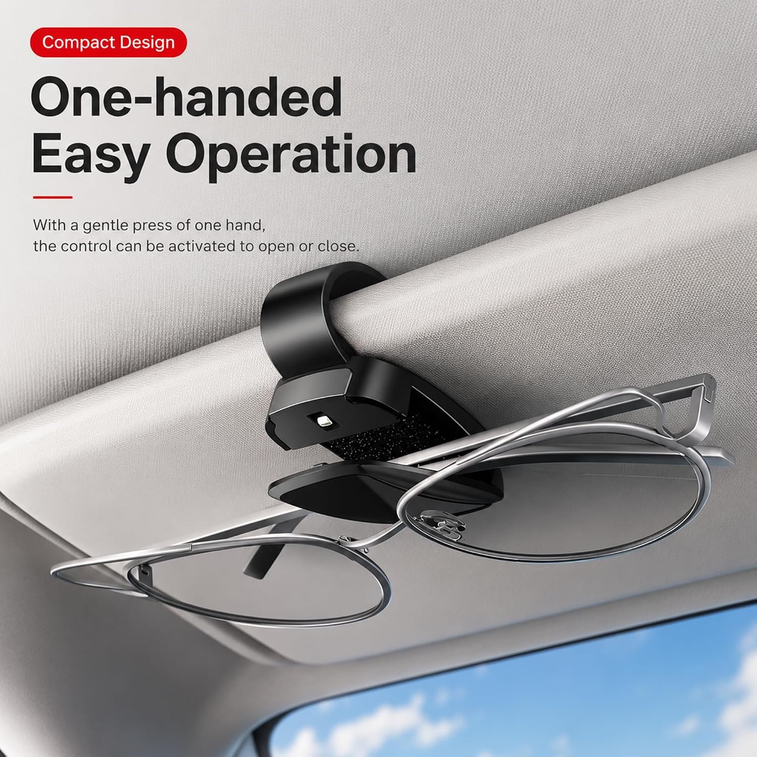 Biella White Car Glasses Holder for Sun Visor, Oval ABS Resin Eyeglass Clip, Universal Auto Sunglasses Organizer, Easy Install, Premium Multifunction Visor Mount for Most Glasses & Sunglasses - Image 4