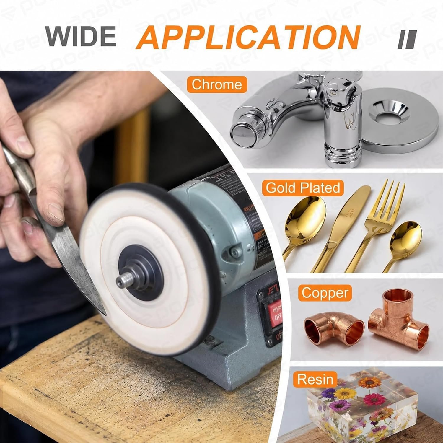 Poaker 50 Ply Full Stitch Buffing Wheel, 2 Pack | Cotton Polishing Wheel with 4mm Bore | For Metal, Stainless Steel, Aluminum, Brass, Jewelry and Surface Finishing - Image 5