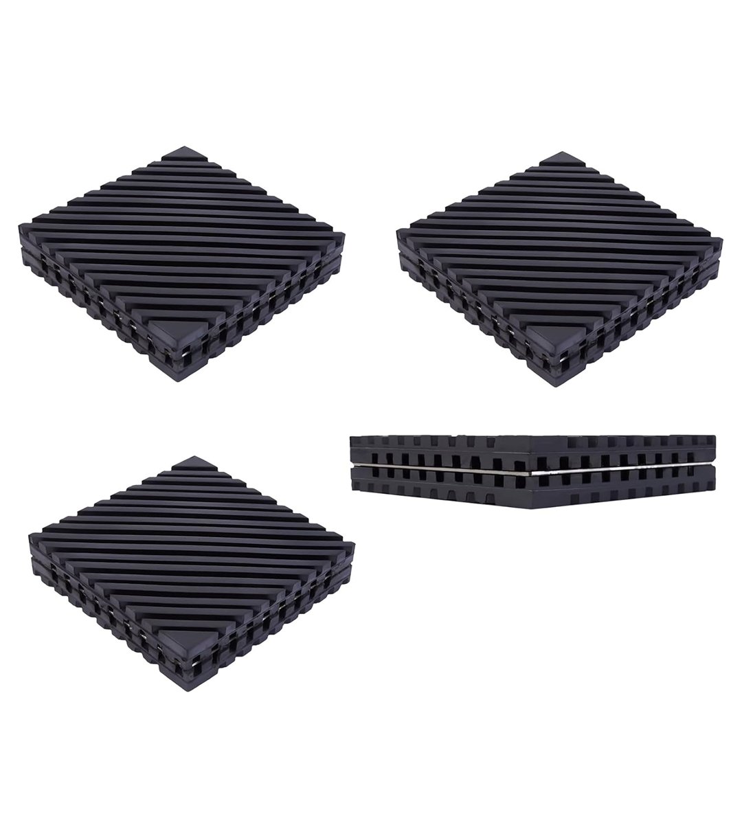 Poaker Pack Of 4 Inside Steel Anti-skid Vibration Pads (4x4" X 7/8") – Ideal For Isolating Noise, Shock and High-frequency Vibration From Mechanical Equipment and Industrial Machinery