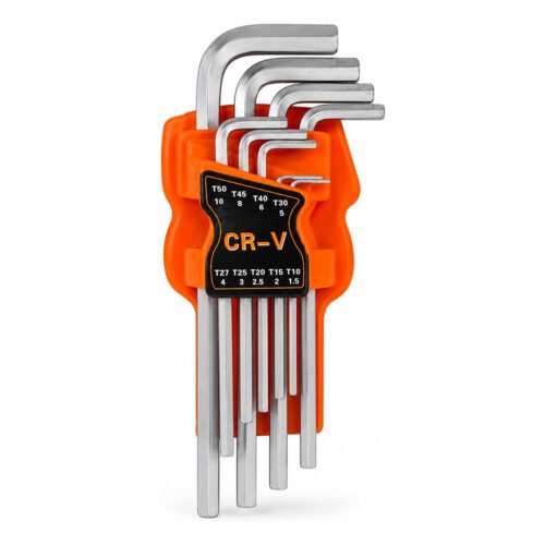 Poaker 9-Piece Allen Wrench Set, Metric Hex Key Set (1.5mm–10mm), Chrome Vanadium Steel (CR-V), L-Shaped Hex Allen Keys, Rust Resistant, High Torque Hand Tool Set for Bicycle, Furniture and Automotive