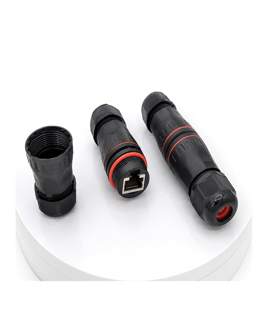 Melfi RJ45 Waterproof Connector IP68 Female to Female Ethernet Coupler, CAT5 CAT5e CAT6 CAT6A CAT7 Network Cable Connector, Tool-Free Outdoor LAN Extension Adapter, Pack of 2
