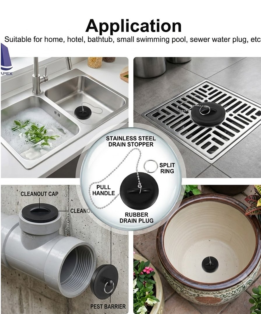 Biella 1.1/2 Inch Tub Stopper Bathroom Sink Drain Plug Silicone Bathtub Drain Stopper with Chains for Kitchen Bathtub Bathroom Sink Drains - Image 10