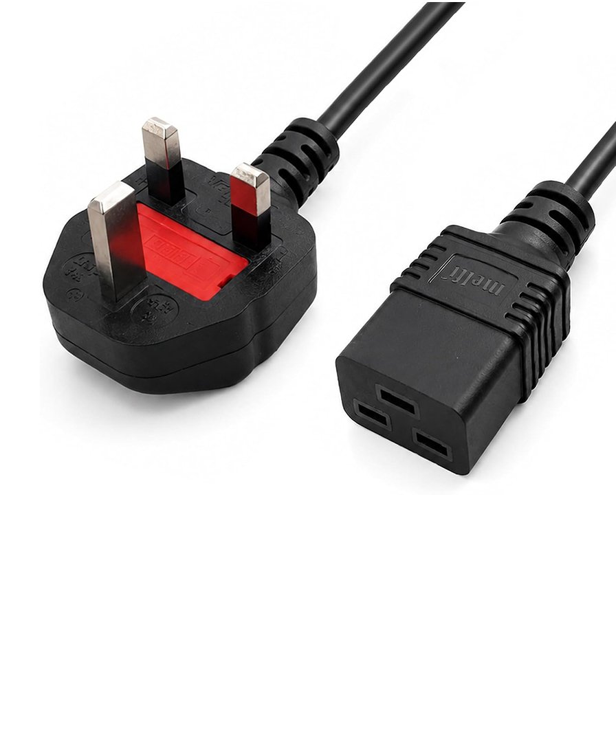 Melfi UK 3 Pin to IEC C19 Female Power Cable 1.8M Heavy Duty 250V, 1.5 Sqmm Full Copper Core Server UPS Power Cord for PDU, Data Center Equipment, Mining Rigs and High Power Devices