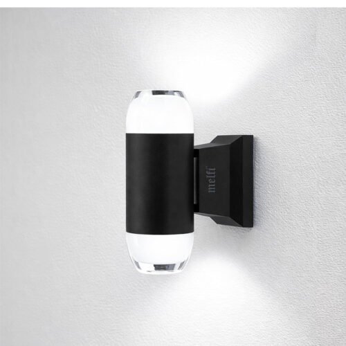 Melfi Modern Outdoor Wall Light 2X3W LED Up and Down Lamp, Matte Black Aluminum, Acrylic Diffuser, Warm White and White, Wall-Mounted for Home Gate and Entrance