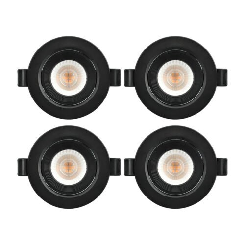 Melfi Adjustable Round LED Downlight 7W 240VAC -Black Ceiling Spotlight IP40 Rated | For Indoor Home and Office Use (DAYLIGHT, PACK OF 4)