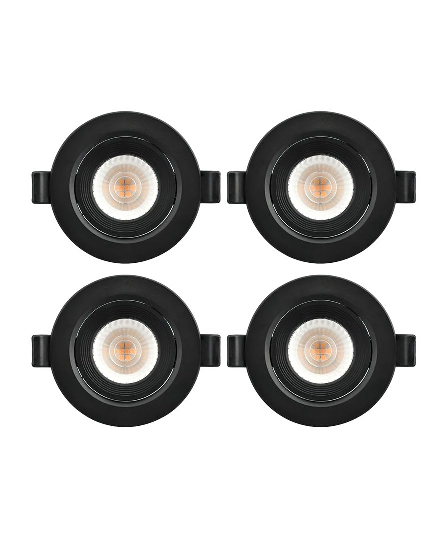 Melfi Adjustable Round LED Downlight 7W 240VAC -Black Ceiling Spotlight IP40 Rated | For Indoor Home and Office Use (DAYLIGHT, PACK OF 4)
