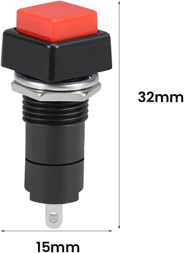 Melfi™ 6Pcs 2 Pin Position Latching NO Push Button Snap Rocker Switch 2A 250V-Red - Image 3
