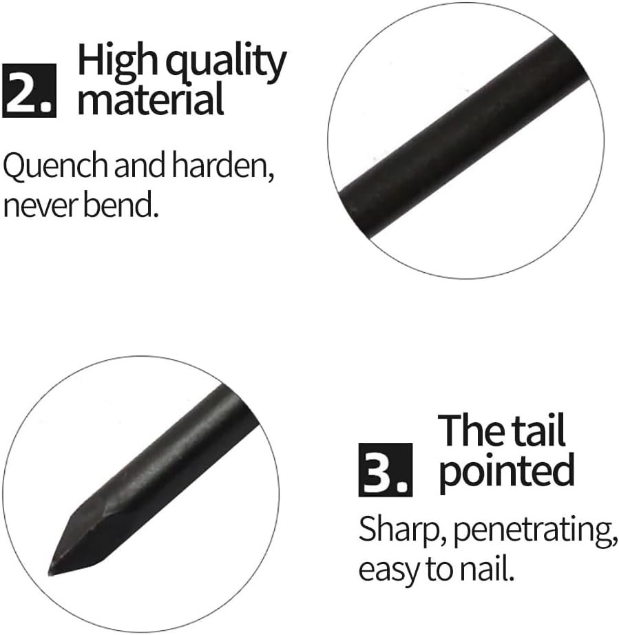 1 Inch Masonry Carbon Stainless Steel Point Tip Wall Cement Nails Black 100pcs - Image 4
