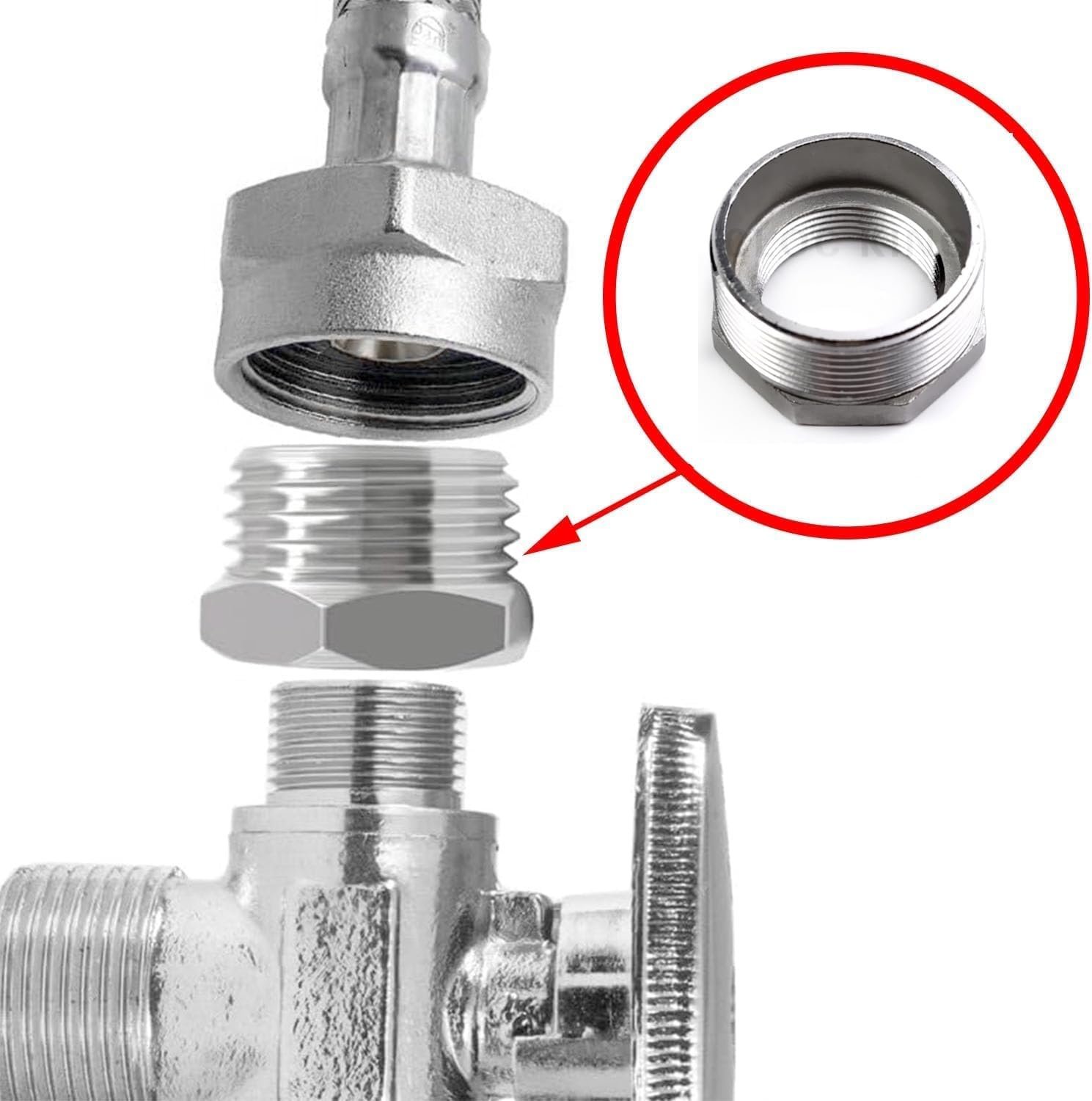 Royal Apex Pack of 2 Chrome-Plated Galvanized Reducer – Male to Female Thread Bushing, Hex Connector Adapter with Teflon Tape for Hose & Pipe Fittings - Image 2