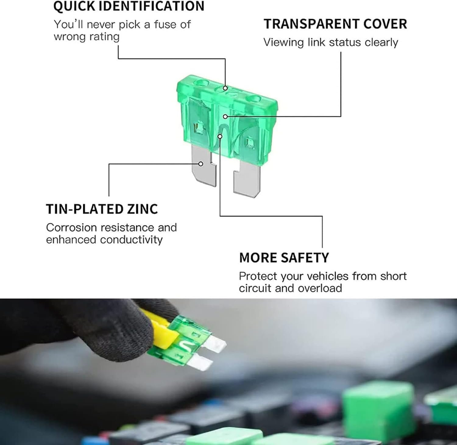 Melfi 98 Pcs Car Blade Fuse Assortment Kit, Standard Automotive Insert Type Fuses, 5A 10A 15A 20A 25A 30A 35A, 14 Pieces Each Rating, for Cars, SUVs, Trucks, RVs and Boats - Image 4