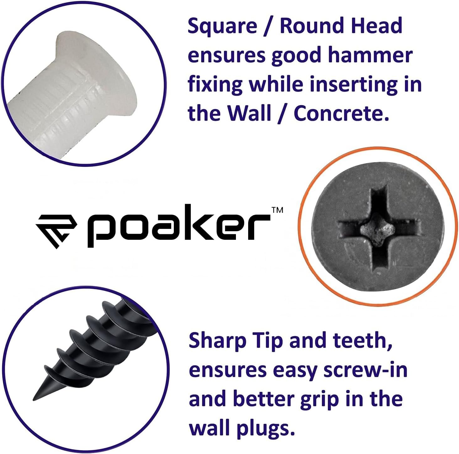 Royal Apex 25 Pairs 38mm Black Drywall Screws with Fischer Plugs – Heavy-Duty Wall Fixing Kit for Plasterboard, Brick and Concrete Mounting - Image 3