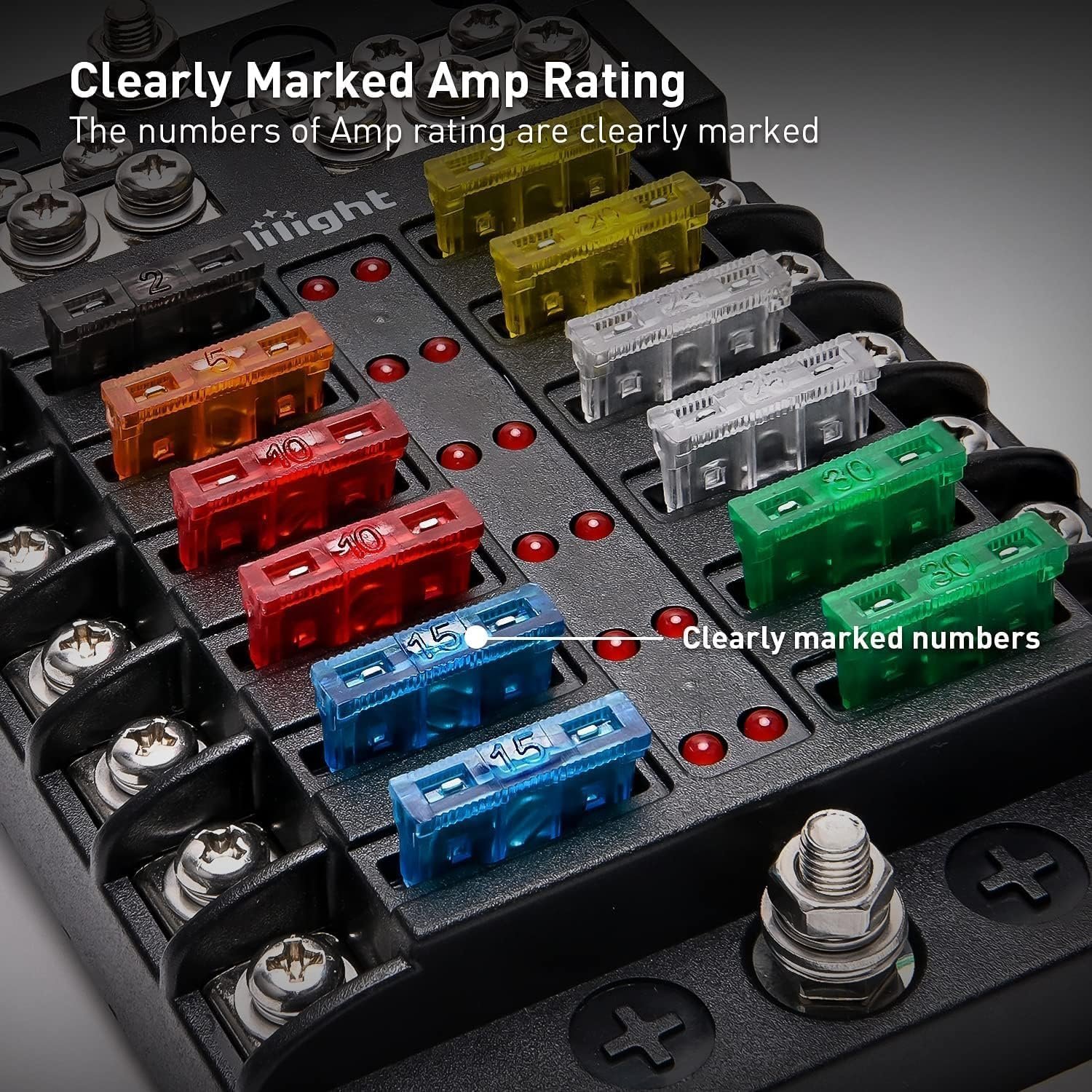 Melfi 98 Pcs Car Blade Fuse Assortment Kit, Standard Automotive Insert Type Fuses, 5A 10A 15A 20A 25A 30A 35A, 14 Pieces Each Rating, for Cars, SUVs, Trucks, RVs and Boats - Image 5