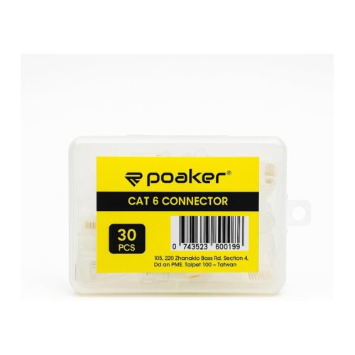 Royal Apex Cat6 RJ45 Connectors (30 Pack) – Transparent UTP Ethernet Plugs with Gold-Plated Contacts for Solid and Stranded Cable, LAN, CCTV and Network Cable