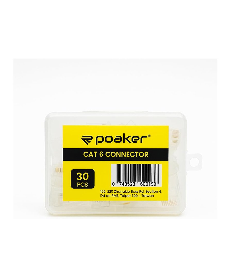 Royal Apex Cat6 RJ45 Connectors (30 Pack) – Transparent UTP Ethernet Plugs with Gold-Plated Contacts for Solid and Stranded Cable, LAN, CCTV and Network Cable
