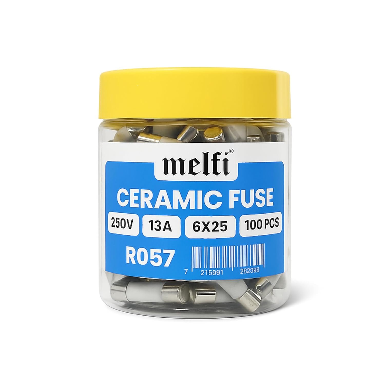 Melfi Ceramic Fuse 13A 6x25MM, BS1362 Porcelain Ceramic Bussmann Fuses, Replacement Fuse for Home Appliances Plug Tops
