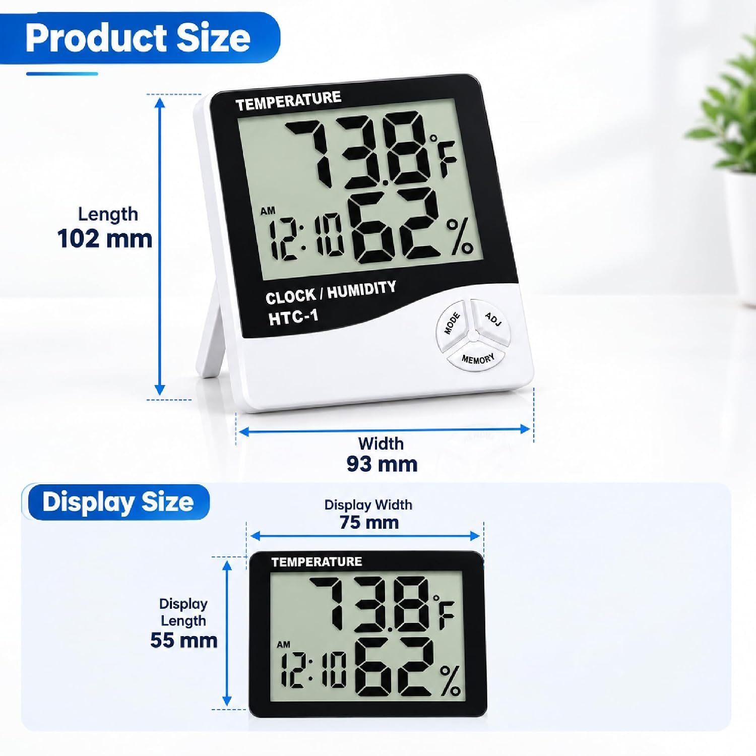 Melfi Digital LCD Thermometer Hygrometer with Temperature and Humidity Display – Indoor Room Temperature Humidity Meter Gauge, Mini Digital Thermometer for Home, Office, School - Image 2