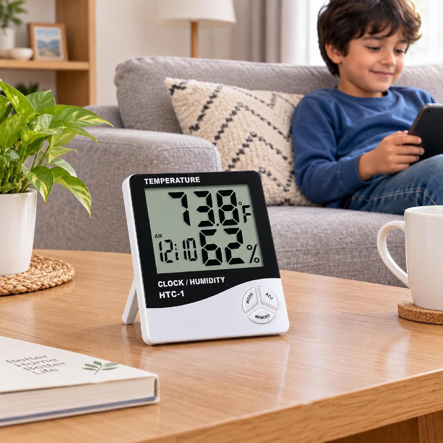 Melfi Digital LCD Thermometer Hygrometer with Temperature and Humidity Display – Indoor Room Temperature Humidity Meter Gauge, Mini Digital Thermometer for Home, Office, School - Image 4