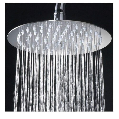 Biella Round Chrome Plated G ½ Rainfall Shower Head - Ultra-Thin Design with Powerful Pressure Boosting, High Flow & Adjustable Brass Swivel Ball Joint